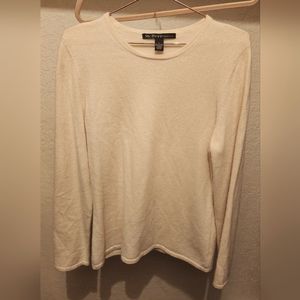 100% cashmere cream scoop neck sweater